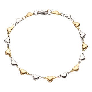 Pulsera Corazones Acero Inoxidable Dorado Y Plateado Pulsera Corazones Acero Inoxidable Dorado Y Plateado