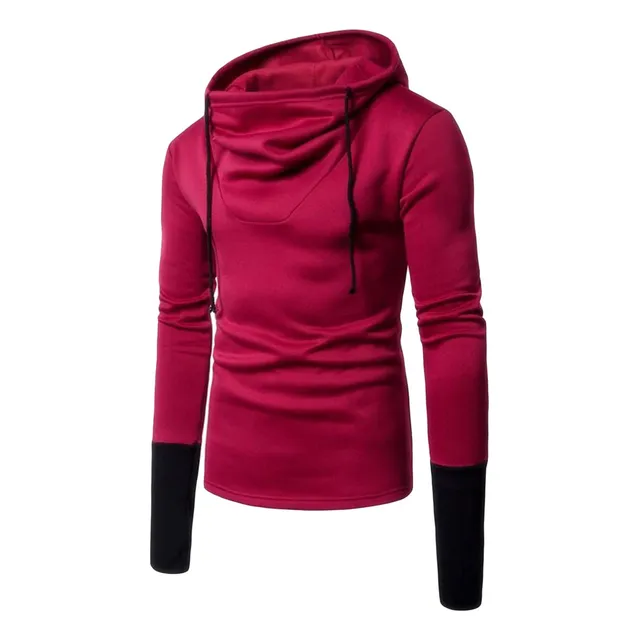 Sudadera Capucha Para Hombre Diseño Bloque Color Manga Larga