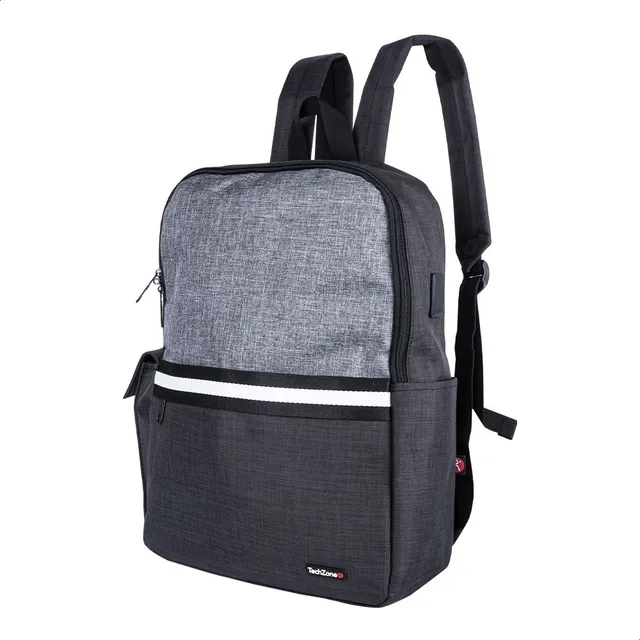 Mochila Techzone Gris Y Negra Modelo Glad Porta Laptop 15.6 Color Gris oscuro