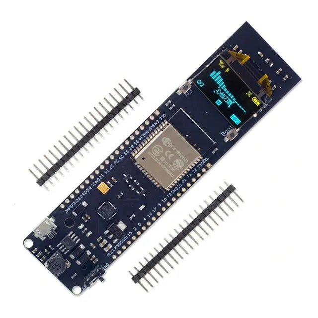 Tarjeta Desarrollo Esp32 Oled Amarillo/azul Portapila 18650