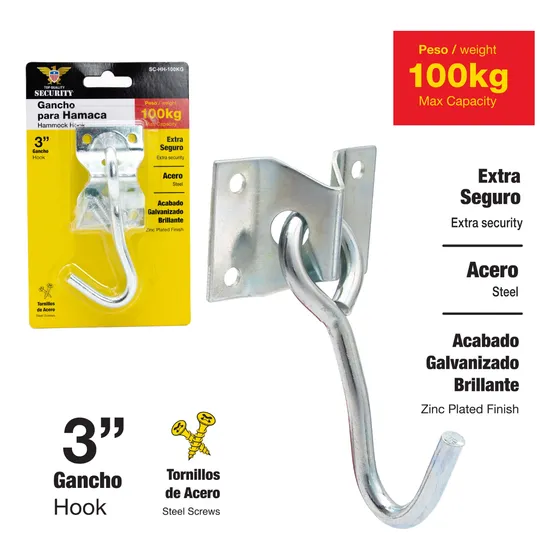 Gancho Para Hamaca C/base 100kg Security