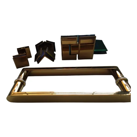 Kit Bisagras De Pta Batiente De Baño 180° Acero Inox Dorado 