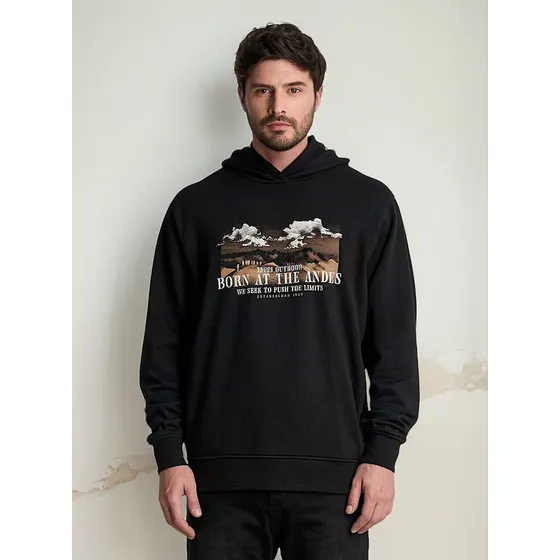 Poleron Hombre Insigne Hoody Front Print Negro Lippi