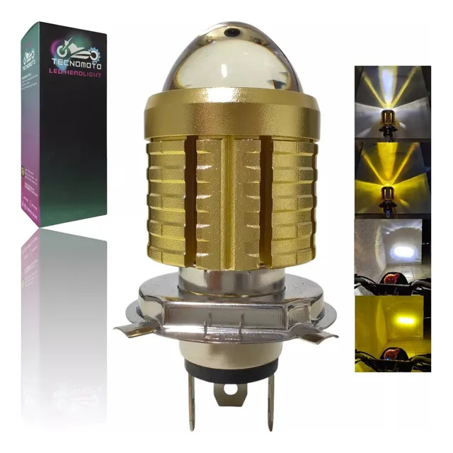 Foco Led H4 Moto Lupa Doble Color 15w 1500lm