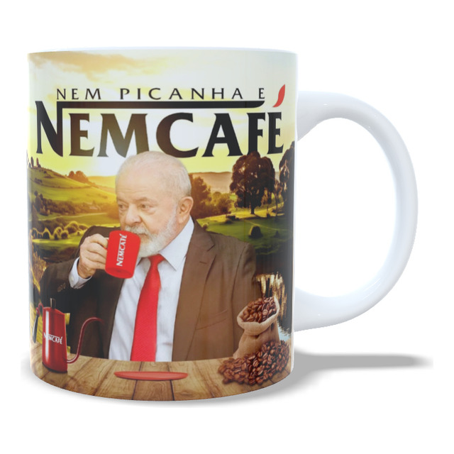 Caneca Porcelana Meme Lula Nem Picanha E Nem Café Cor Branco Caneca Porcelana Meme Lula Nem Picanha E Nem Café Cor Branco
