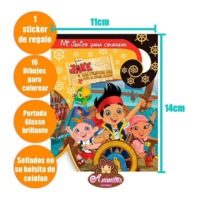 Mini Libros Para Colorear Jake Y Los Piratas Cotillon Piñata
