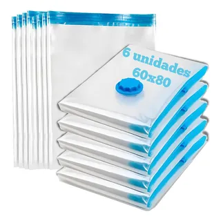 Kit 6 Saco A Vacuo 60x80cm Organizador Roupas Cobertor Kit 6 Saco A Vacuo 60x80cm Organizador Roupas Cobertor