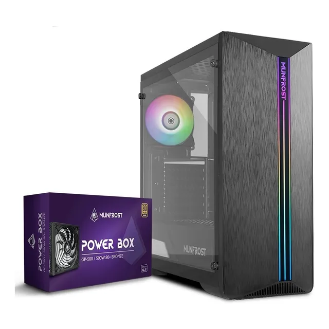 Bundle Gabinete Munfrost Shine Rgb + Fuente Gp 500w 80+ Brze