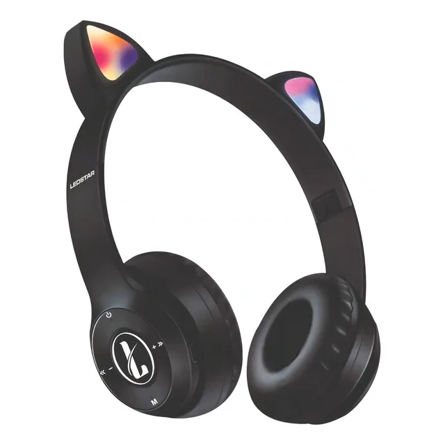 Auricular Ledstar Kids Cat Orejas De Gato - Vamos A Jugar Color Negro