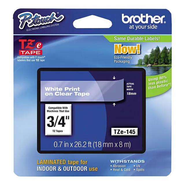 Cinta Brother Tze-145 3/4 Blanco/transp Tinta Blanco