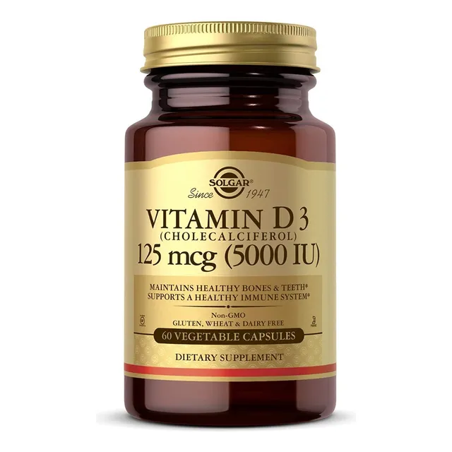 Vitamina D3 125 Mcg 5000iu Solgar 60 Capsulas Sabor Neutro