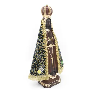 Imagem Nossasenhora Aparecida Manto Fixo 40cm Gesso Delicada Imagem Nossasenhora Aparecida Manto Fixo 40cm Gesso Delicada