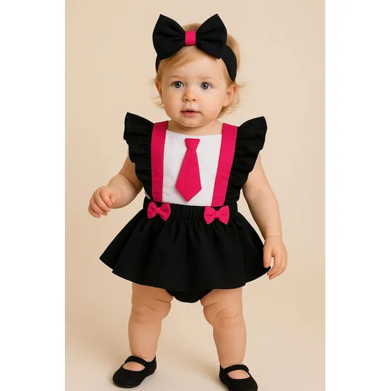 Jardineira Romper Saia Bebe Menina Poderosa Chefinha Body