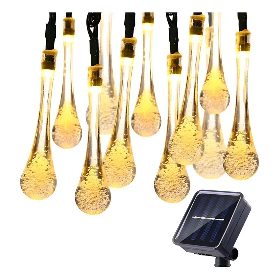 Guirnalda Luces Exterior Amarillo Cascada Luces Solares Hada Gotas 6m Luces Decorativas Exterior Adornos Navideños Luces Decoracion Navidad Solares Luces Guirnaldas Navideñas Qatarshop
