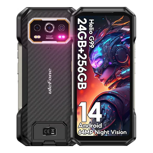Ulefone Armor 27 Dual Sim 10600mah Android 14 Rugged Phone  24gb Ram 256gb Rom Nfc Smartphone 50mp+64mp Night Vision Nfc