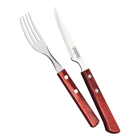 Set 12 Cubiertos Cuchillo Muesca Tenedor Polywood Tramontina