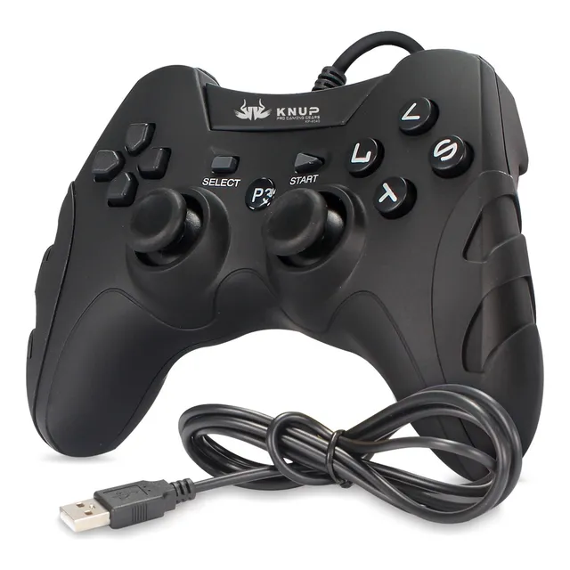 Controle Gamer Usb Para Pc E Playstation 3 Com Fio Preto