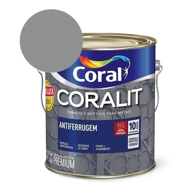 Esmalte Coralit Antiferrugem Cinza Ferrolack 3,6l Coral