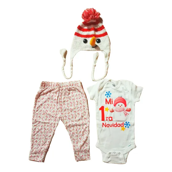 Conjunto Mi Primera Navidad De 3 A 6 Meses Con Gorro