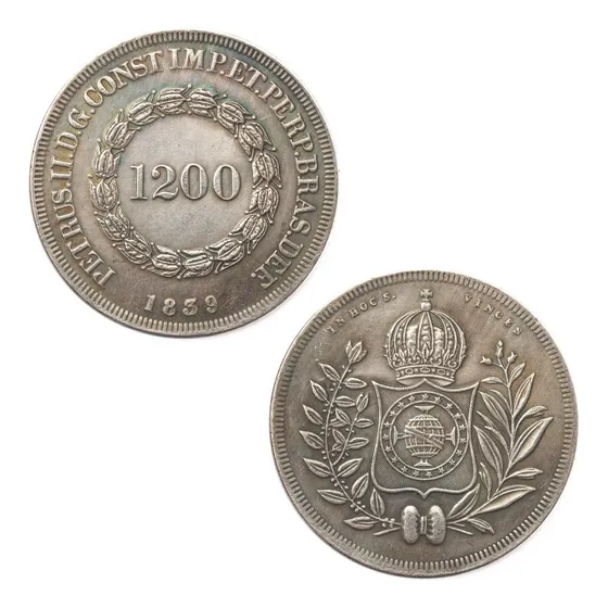 Moeda 1200 Réis 1839 - 36,7mm - Cópia