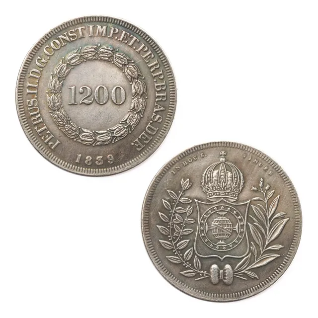 Moeda 1200 Réis 1839 - 36,7mm - Cópia