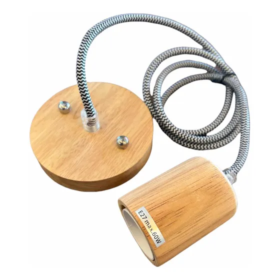 Portalámparas Colgante Madera Cable De Tela Vintage Nórdico
