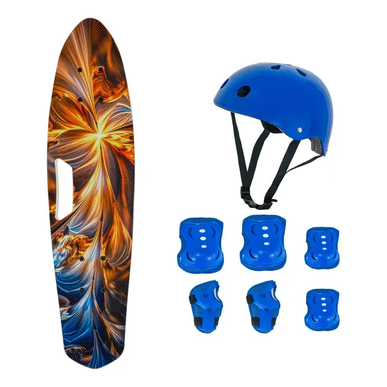Patineta Skate Con Luces Para Niños Casco + Protecciones 450