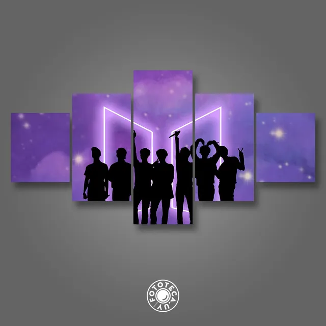 Cuadro Decorativo Mural Bts Purple Army 120x60cm