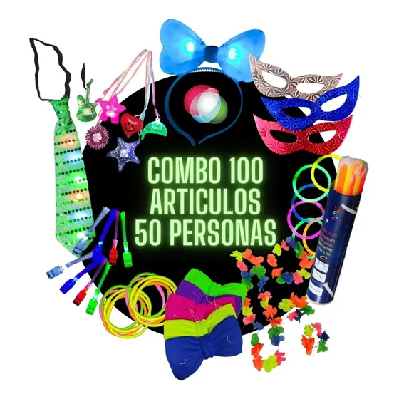 Combo Promo Oferta Cotillon Luminoso 100 Art Fiesta Carioca