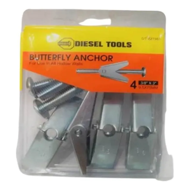 Ramplug Mariposa Metálico C. Tornillo 3/8 Caja De 4 Unidades