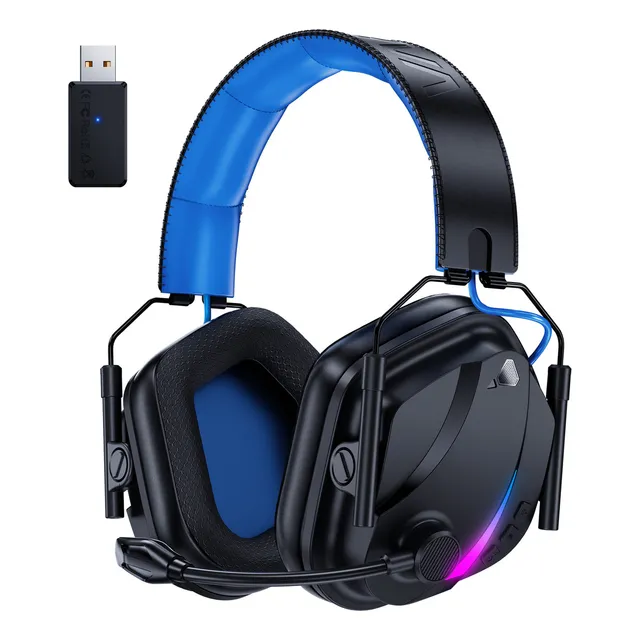 Auriculares Para Juegos Hw12 Para Ps4, Ps5, Xbox Series X, Pc, Switch, Auriculares Para Computadora Con Micrófono Con Cancelación De Ruido, Con Conector De Audio De 3,5 Mm, Diseño Plegable (Azul)