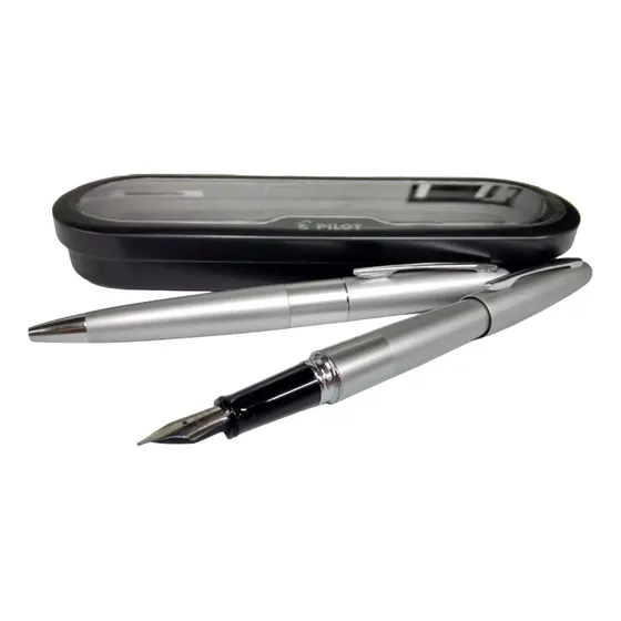 Juego Pluma Y Bolígrafo Pilot Mr Plateado Japón