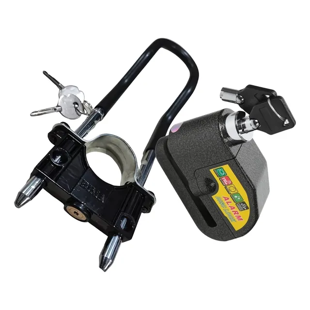 Candado Moto Alarma Freno De Disco + Candado Seguro Rueda