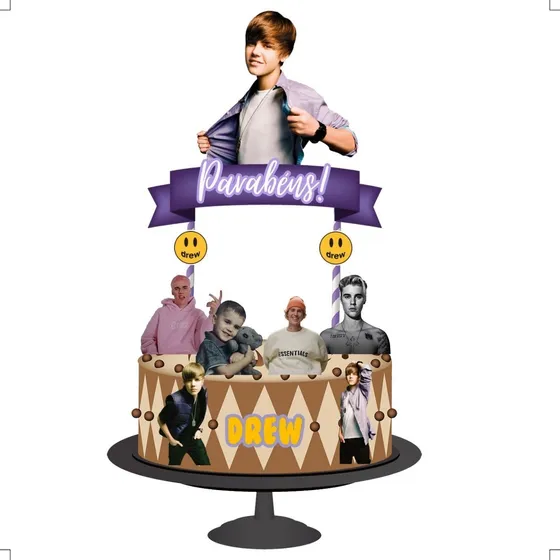 Topo De Bolo Topper De Bolo Aniversário Justin Bieber