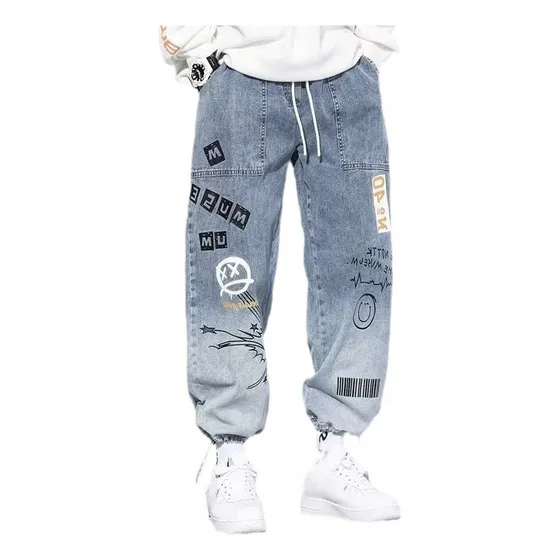 Jeans Para Hombre Con Graffiti | Corte Holgado Estilo Urbano