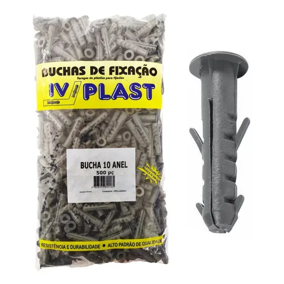Bucha Sem Parafuso Com Aba Anel 10mm C/ 500 Peças Ivplast