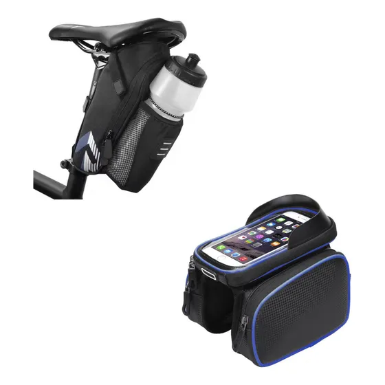 Set 2 Alforjas De Bicicleta Portacelular + Bajo Asiento
