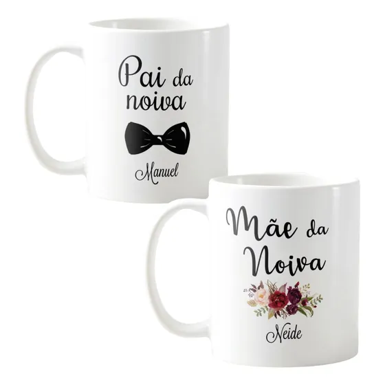 Convite Padrinhos De Casamento Kit 2 Canecas + Caixinha