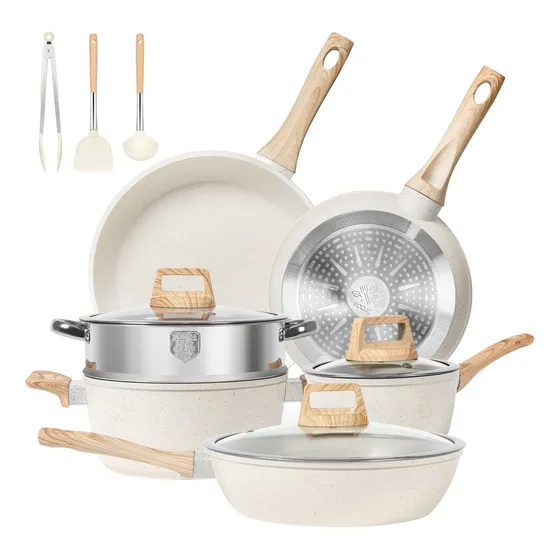 Juego De Utensilios De Cocina Soday De Granito Blanco Antiad
