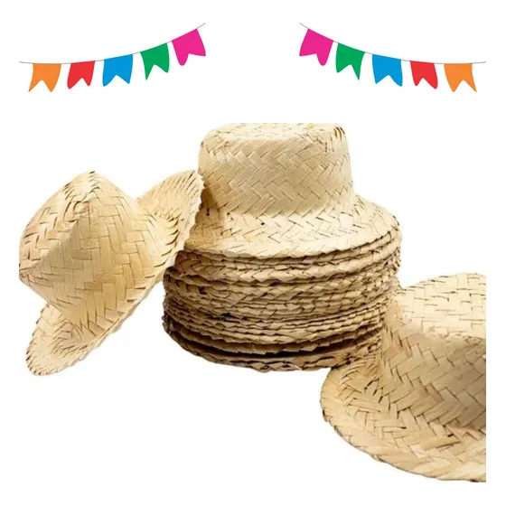 Chapéu De Palha Boneca Frizada Com 12 Un - Ponto Das Festas