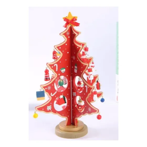 Árbol De Navidad Para Mesa De Madera Con Adornos