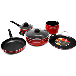 Batería De Cocina 7 Pzs Antiadherente Rubí Roja Lamex 6502-9 Batería De Cocina 7 Pzs Antiadherente Rubí Roja Lamex 6502-9