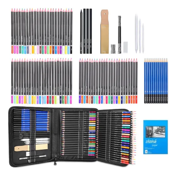 Kit de Lápices Dibujo Profesional Kit de Colores Papeleria Arte Pintura Y Boceto IFORU 96pzs
