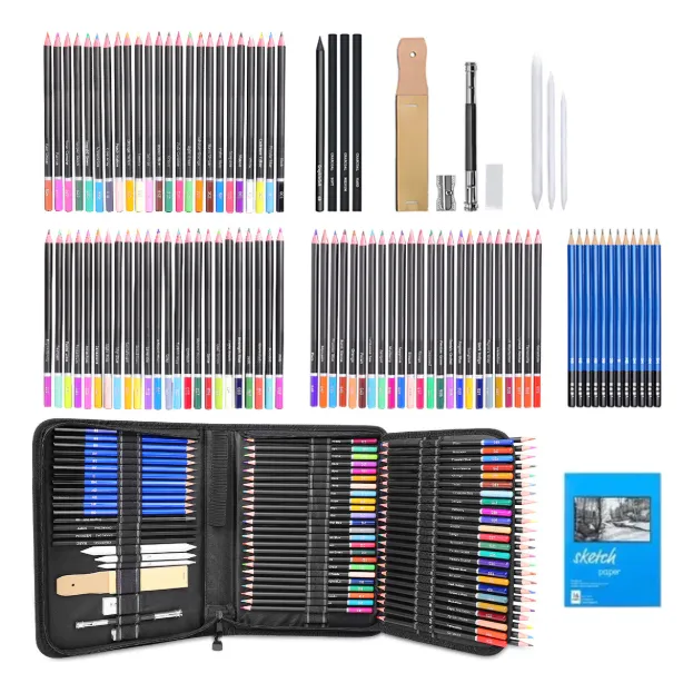 Kit de Lápices Dibujo Profesional Kit de Colores Papeleria Arte Pintura Y Boceto IFORU 96pzs
