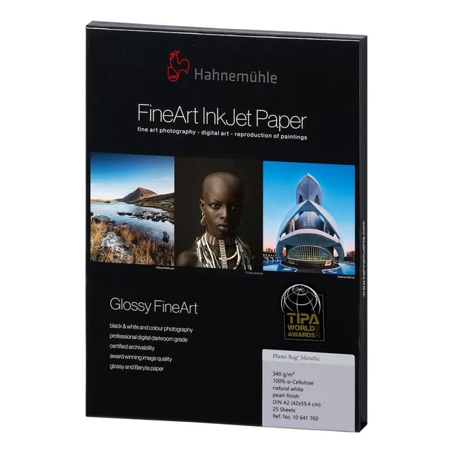Papel Hahnemühle 10641760 Photo Rag® Metallic A2 25 Hojas Color Blanco