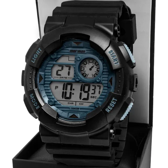 Relógio Digital Mormaii Masculino Esportivo Para Mergulho Cor da correia Preto Cor do bisel Preto Cor do fundo Preto