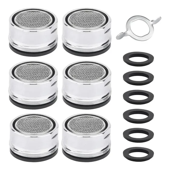 6pcs Aireador De Grifo Lavabo De Baño Aireador De Llave Para Fregadero Cocina 15/16 Pulgadas Piezas De Grifos Repuesto Con Carcasa De Latón Restrictor De Caudal Filtro De Grifo Con Junta