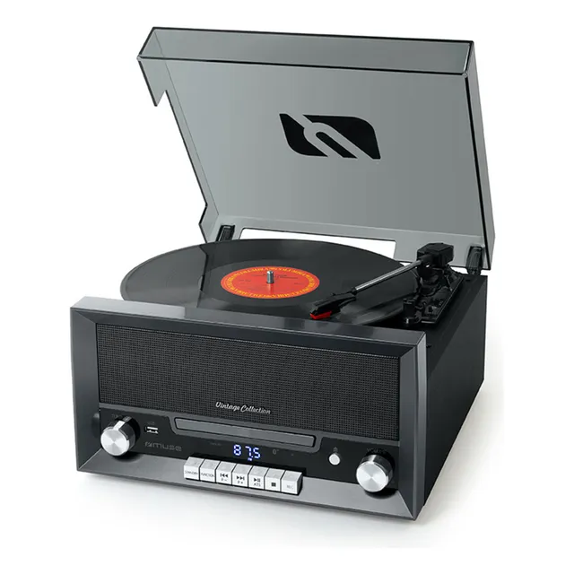 Bandeja De Vinilo Muse Mt110ds Con Radio Fm Cd Bt