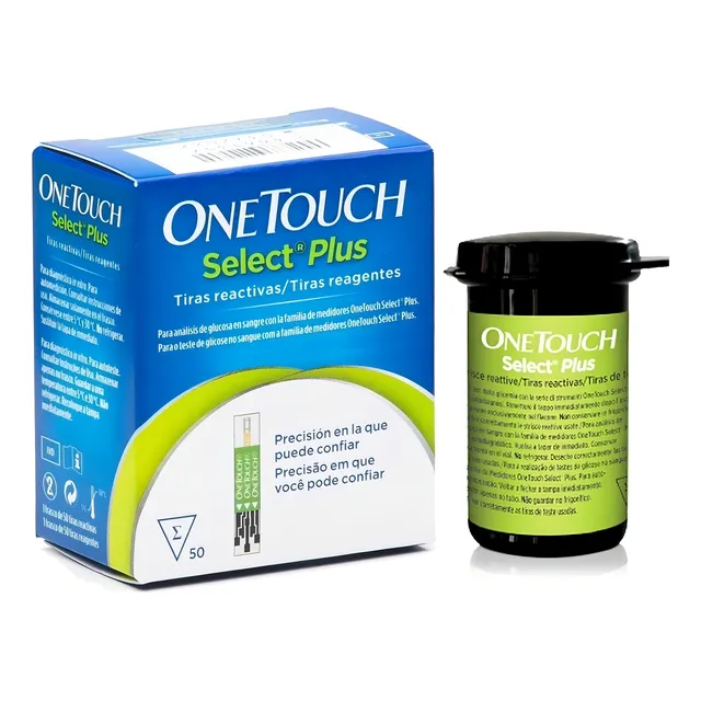 Tiras One Touch Select Plus - Caixa Com 50 Tiras Reagentes Cor Azul