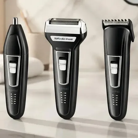 Máquina de Cortar Cabelo 3 em 1 Aparador de Pelos Nariz e Orelhas Kemei KM-6558